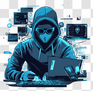 Cyber Security - Hacker Illustration With Computer Transparent PNG
