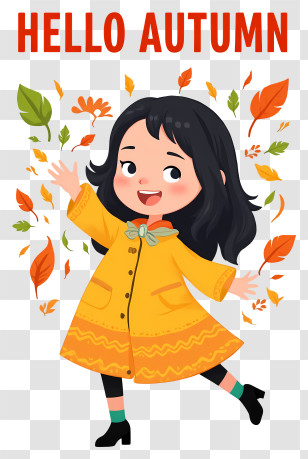 Hello Autumn - Girl Celebrating Autumn Transparent PNG