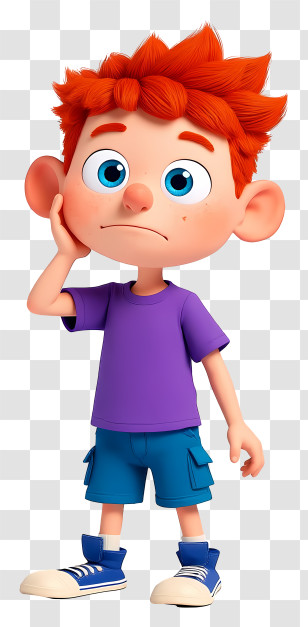 Animated Boy - Confused Red-haired Cartoon Boy Transparent PNG