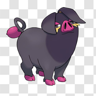 Oinkologne - Black Cartoon Pig With Pink Snout Transparent PNG