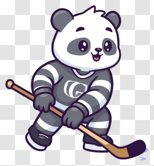 Cute Panda - Panda Playing Ice Hockey Transparent PNG