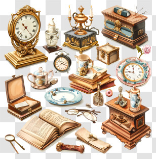 Cherish An Antique Day - Collection Of Antique Items Transparent PNG