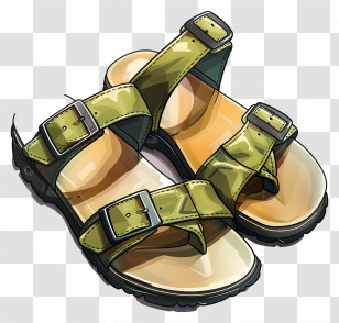 Sport Sandals - Green Sandals With Buckles Transparent PNG