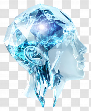 Ai Mind - Crystal Head With Brain Illustration Transparent PNG