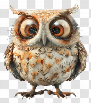 Owl - Adorable Cartoon Owl With Big Eyes Transparent PNG