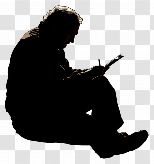 Old Man Silhouette - Silhouette Of A Person Writing Transparent PNG