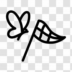 Catch Butterfly - Butterfly And Racing Flag Doodle Transparent PNG