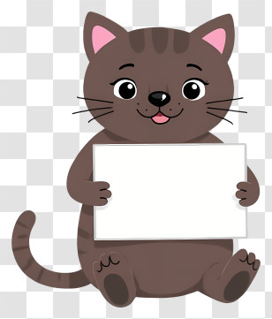 Cat Holding A Sign - Cartoon Cat Holding A Blank Sign Transparent PNG