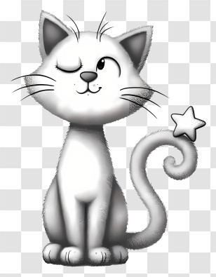 Hand Drawn Doodle Cat - Cute Winking Cat Illustration Transparent PNG