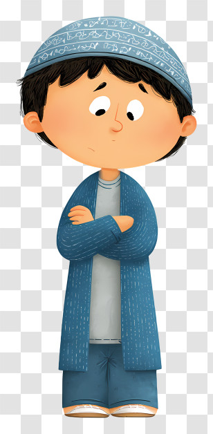 Muslim Kid - Cartoon Boy In Blue Clothes Transparent PNG