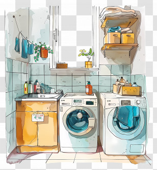 Laundry Room With Washer And Dryer - Laundry Room With Washer And Dryer Setup Transparent PNG