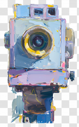 Oil Painting - Colorful Camera Illustration Transparent PNG