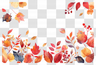 Autumn Frame - Autumn Leaves Border Frame Design Transparent PNG