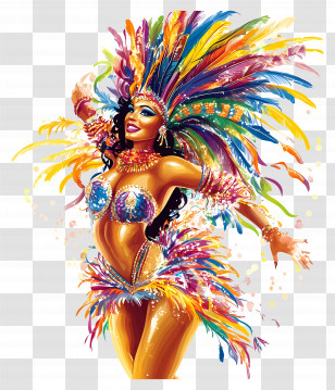 Rio Carnival - Vibrant Carnival Dancer Illustration Transparent PNG