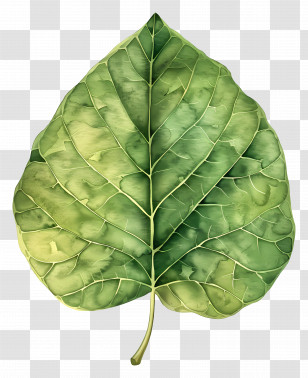 Bodhi Tree Leaf - Detailed Green Leaf Botanical Illustration Transparent PNG