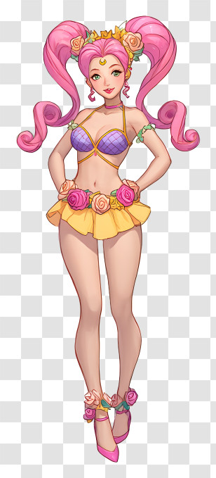 Cerecere From Sailor Moon - Pink-haired Floral Bikini Girl Transparent PNG