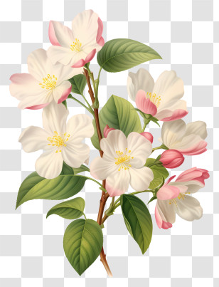 Flowering Apple Tree - Apple Blossom Flowers In Bloom Transparent PNG