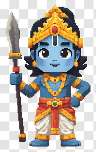 Minecraft Krishna - Pixel Art Warrior Character Transparent PNG