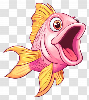 Fish Cartoon - Cartoon Fish With Pink And Yellow Colors Transparent PNG