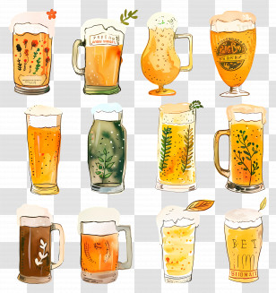 Beer - Variety Of Beer Mugs Transparent PNG