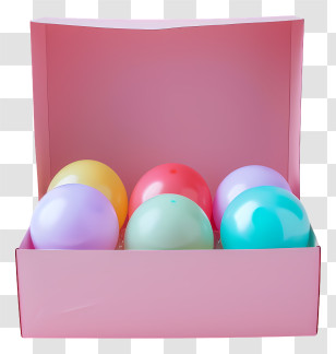 Balloons - Colorful Balloons In A Pink Box Transparent PNG