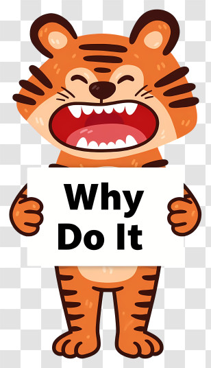 Why Do It - Roaring Tiger Holding A Sign Transparent PNG