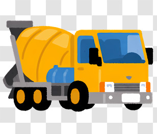 Cartoon Car - Yellow Cement Mixer Truck Illustration Transparent PNG