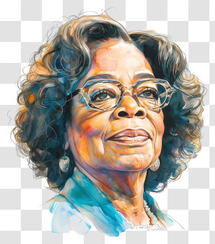 Oprah Winfrey - Watercolor Woman Portrait Art Transparent PNG