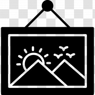 Photo Frame - Mountain Painting With Sun Transparent PNG