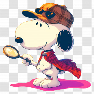 Love Snoopy - Dog Detective Cartoon With Magnifying Glass Transparent PNG