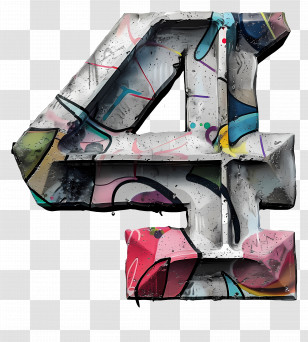Number 4 - Graffiti Number 4 Transparent PNG