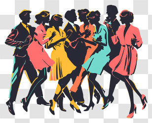 Young People - Colorful Dancing Silhouettes Transparent PNG
