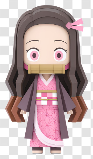 Nezuko Kamado - Chibi Girl In Pink Kimono Transparent PNG