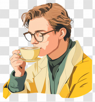 Drinking Coffee - Man Drinking Coffee Transparent PNG