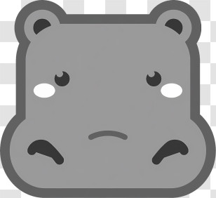 Icon - Gray Cartoon Hippo Illustration Transparent PNG