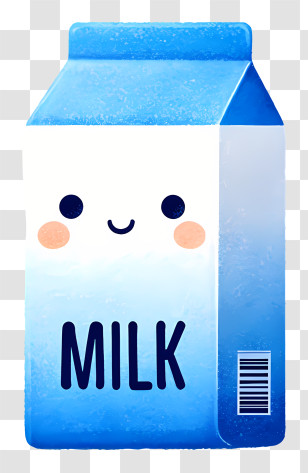 Cartoon Milk Carton - Cute Smiling Milk Carton Transparent PNG