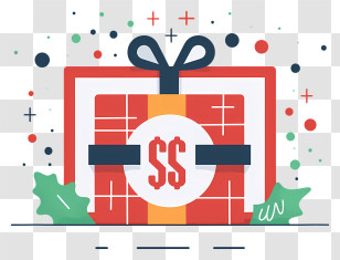 Gift Box - Gift Box With Money Symbol And Ribbon Transparent PNG