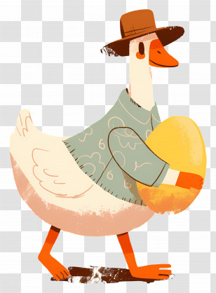 Goose Carrying Egg - Duck With Hat And Egg Transparent PNG