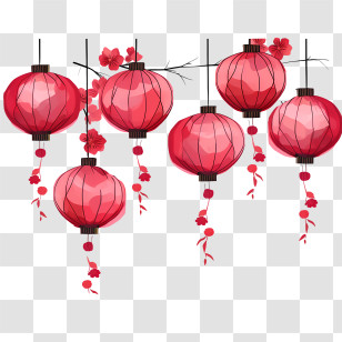 Chinese Lantern - Red Paper Lanterns For Chinese Festival Transparent PNG