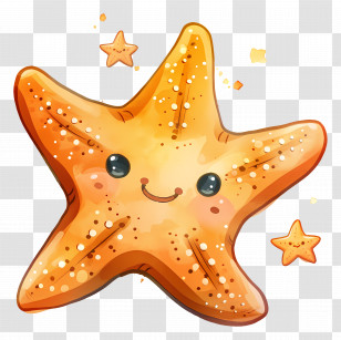 Cute Starfish - Playful Orange Starfish Cartoon Design Transparent PNG