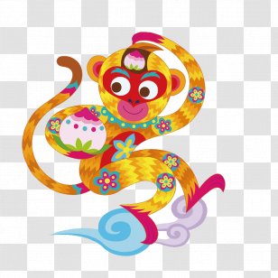 Chinese New Year Monkey Poster Papercutting - Advertising - Color Pattern Transparent PNG