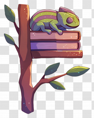 Chameleon - Chameleon Resting On Books Transparent PNG