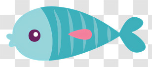 Cartoon Fish - Blue Striped Cartoon Fish Design Transparent PNG