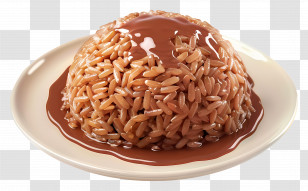 Brown Rice - Rice With Sauce On Plate Transparent PNG