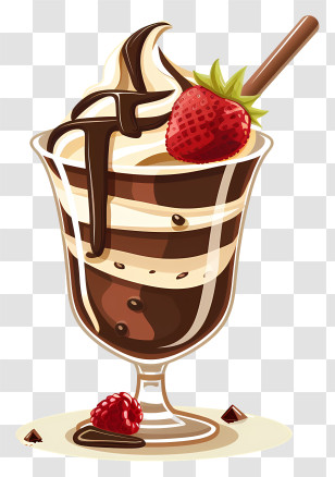 Chocolate Parfait - Chocolate Dessert Glass With Strawberry Decoration Transparent PNG