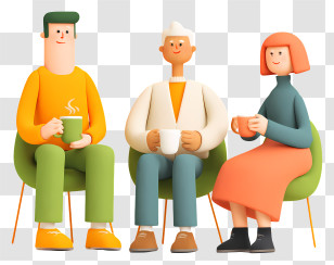 Office Staff Relax - Cartoon People Having Coffee Transparent PNG