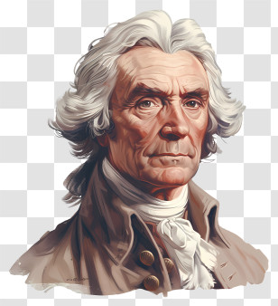 Thomas Jefferson - Elderly Man Portrait Illustration In Classic Style Transparent PNG
