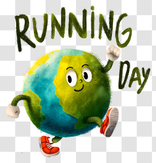 Global Running Day - Running Earth Cartoon For Running Day Transparent PNG