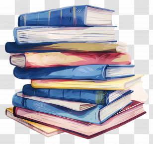Animated Books - Stack Of Colorful Books In Vibrant Covers Transparent PNG