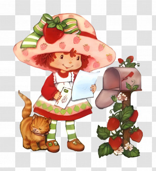 Strawberry Shortcake - Girl With Strawberry Hat Checking Mail Transparent PNG